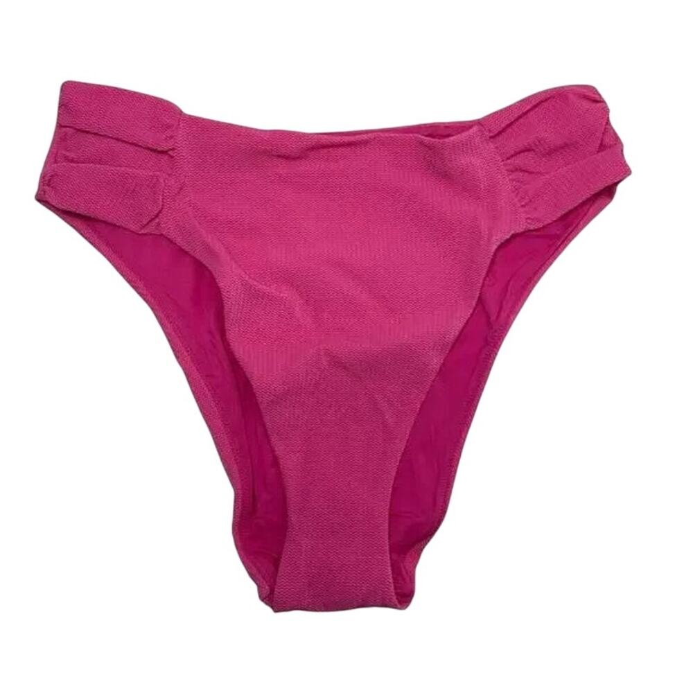 NWT Andie Swim The Ruched Side High Waisted Bikini Bottoms M Pink Orchid Pink